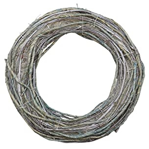 GLOREX 6 3804 716 – rottingkrans, vit färgad, ca 33 x 33 x 6 cm, lämplig som bords-, vägg- eller dörrdekoration