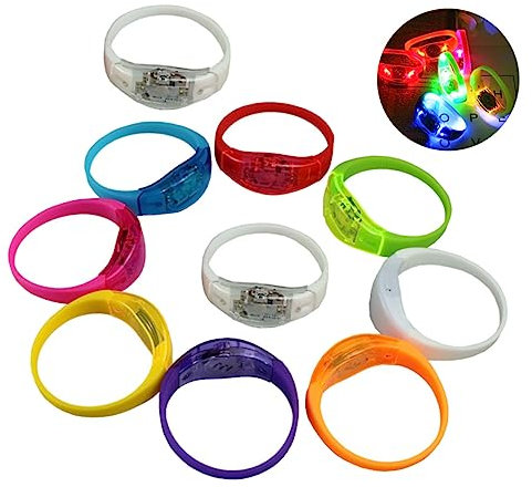Toddmomy 10stücke Led Leuchtarmbänder Aktivierbare Leuchtblitz Silikonarmbänder Für Festivals Und Partys Soundgesteuert Farbauswahl Zufällig