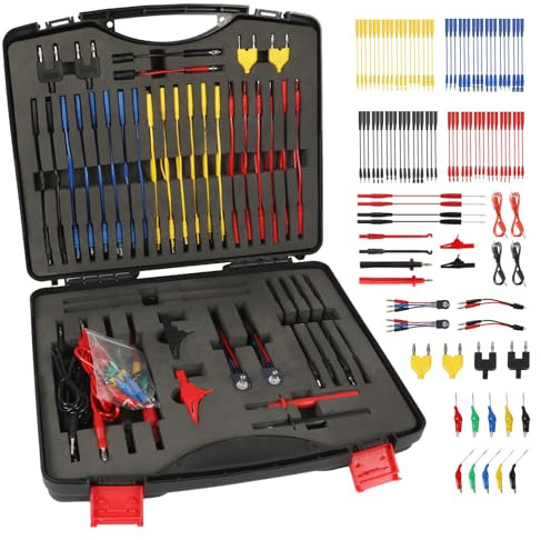 104tlg Prüfleitungssatz Kfz Kabel Multimeter - BELEY Auto Leitungssatz Messleitungen mit Krokodilklemmen, Hakenkabeln und Drahtstechprüfspitzen für Elektrische Prüfungen Prüfung