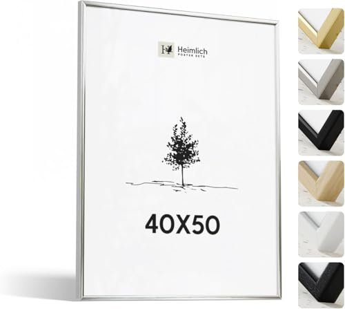 Heimlich Fotorahmen aus Aluminium – 40 x 50 cm, Silber | Heimlich® – Robuster Kleiner DIY-Collagenrahmen Aus Metall – Nur Wandhalterung