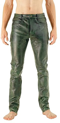 Bockle® Big Cheeker gröna läderbyxor hem jeans, Färg: grön, 29W x 30L