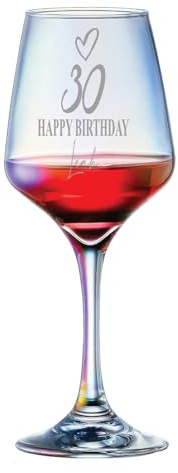 ukgiftstoreonline Personalised Love Heart Any Age Iridescent Birthday Wine Glass Gift 18th, 21st, 30th, 40th, 50th, 60th, 70th