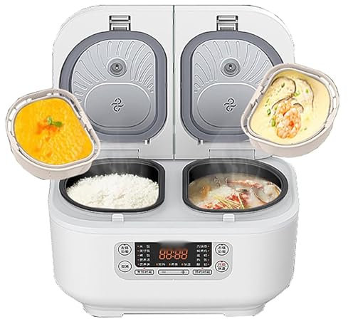 JIANGSS Cuiseur à Riz Multifonction intégré Double intérieur,cuiseur à Riz électrique Professionnel,1,5 L + 1,5 L, Rendez-Vous 12 Heures, contrôle précis de la température à Double Sens