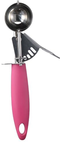 hobbyme Stainless Steel Scoop - Ice Cream Scoop Disher -Disher Scoop Cookie Scoop All-purpose Scoop with Pink Handle for Ice Cream, Yogurt, Cookie Dough, Meat Balls
