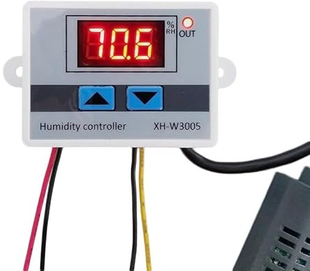Digital Humidity Controller, 12V/220V Digital Humidity Controller with Humidity Sensor Cable Control Switch Hygrometer Hygrostat (12V)