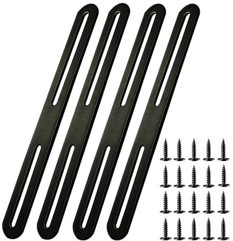 Placa de Unión para Madera 360 x 24mm Placa Union Soporte Planos Negro 4PCS | Soportes de Placa Plana para Fijación y Reparación de Muebles de Madera