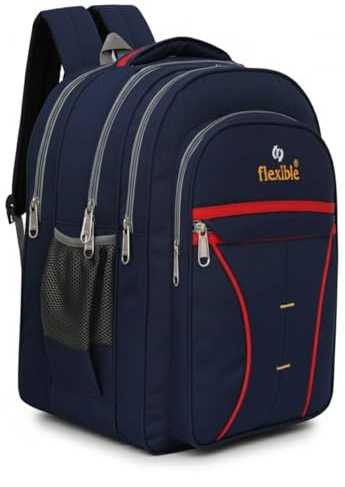 Flexible bags 60L Große Schultasche für 5. bis 10. Klasse, College-Tasche, wasserdicht, für Jungen und Mädchen, Marineblau, Marineblau, 60LITRE, Modern
