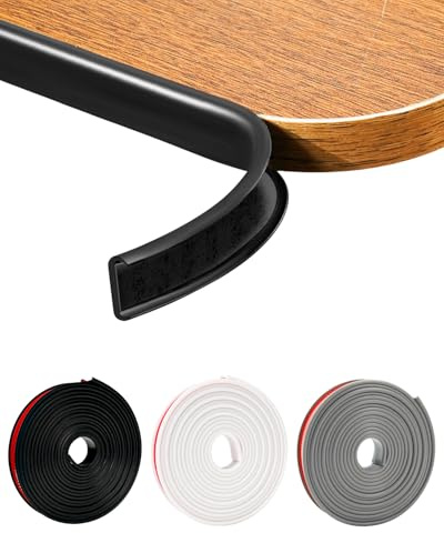 JSIWOTH U-Shape Black TPE Edge Banding 16.4Ft (W:0.6'' H:0.2'')