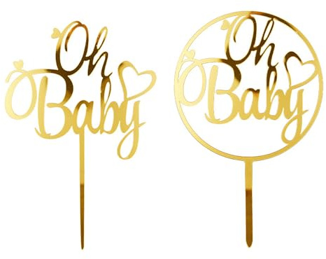 Oh Baby 2-Piece Cake Toppers - Suitable for Kids & Gender Reveal Parties