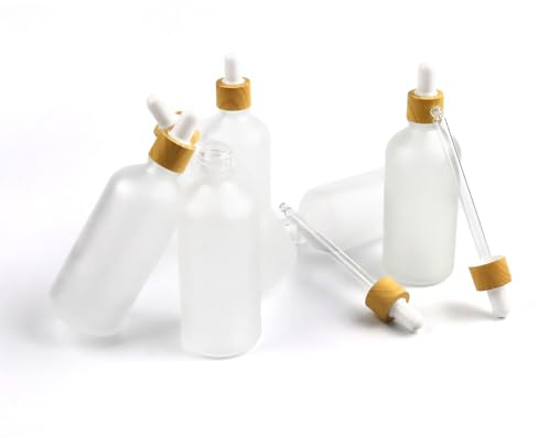 SRJQXH 6 Stück Pipettenflasche 100 ML, Apothekerflasche mit Tropfer, Liquid Flaschen mit Gefrosteter Textur Geeignet für Ätherische Öle Parfümöle und Flüssige Farbstoffe