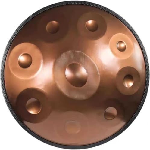 22 Inch Steel Handpan Instrument,Handpan 440 Hz,Gold Performer in D Minor Tongue Drum, with Soft Handpan Bag, Hand Drum Stand, Mallets, Harmonious Percussion, for Sound Healing, Personal Meditation,