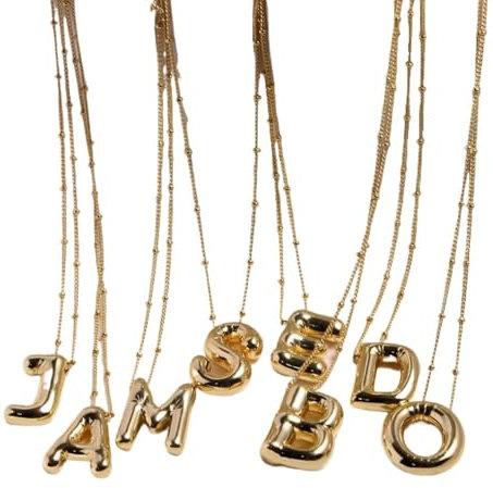 LODMLOER Bubble Letter Halskette Anhänger Schmuck Az 26 Anfangsbuchstaben Anhänger Kette Choker Halskette Süße Bauschige Glänzende Buchstabenkette Mit Perlenkette Für Frauen Mädchen,D