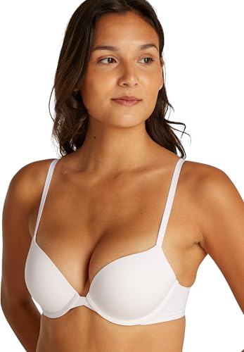 Calvin Klein Damen Plunge BH mit Push-Up, Weiß (White), 80C