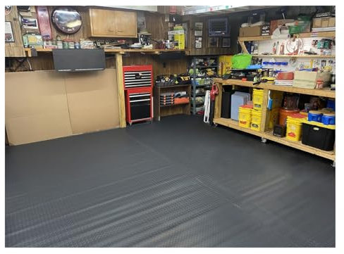 Rouleau de tapis de sol imperméable en caoutchouc de 3 mm d'épaisseur pour voiture/gym/SUV/camions/abris de jardin/camionnette/atelier Grande taille 130 x 500 cm Couleur noire Disponible en largeurs