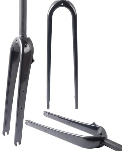 Glänzend schwarz, gerade, starre Gravel-Carbonfaser-Gabel 700C Carbonfaser-Rennrad-Starrgabel QR 9 mm Scheibenbremse Steckachse 1-1/8 Zoll gerade/konische Röhre leichte Fahrrad-Vorderradgabeln