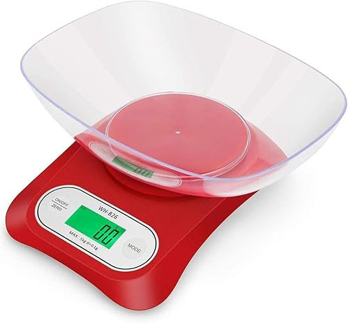 per cucina e gioielli Bilancia digitale Bilancia per alimenti da cucina Display grande schermo retroilluminato Bilancia elettronica da cucina ad alta precisione Bilance (5 kg 0,1 g rosso) (5 kg 0,1 g