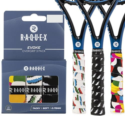 Raquex Evoke Camo Overgrip – Tennisschläger Grip Tape – Schläger Anti-Rutsch-Band Übergriff für Tennisschläger, Badminton und Squash – 3er Pack - Streifenfusion