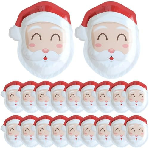 Ymxygz Platos De Papel para Fiesta De Navidad, Decoración De Vajilla De Feliz Navidad, Patrón De Alce De Papá Noel, Plato De Papel Desechable para Árbol De Navidad, 20 Uds.