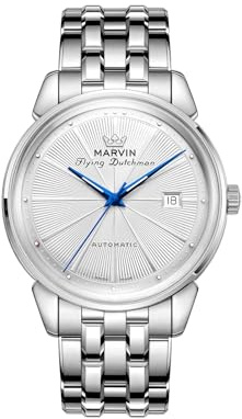 marvin Automatikuhr Schweizer Uhrwerk Mechanische Luxusuhren für Herren mit Edelstahlarmband, Saphirglas-Zifferblatt, Leuchtzeigern und Leuchtindexen, 50 m wasserdicht