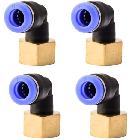4 pièces 8mmx3/8 PT Raccords à vis pneumatiques coudés à 90° avec filetage intérieur Raccords rapides pneumatiques pour tuyaux enfichables push-in raccord d'air comprimé
