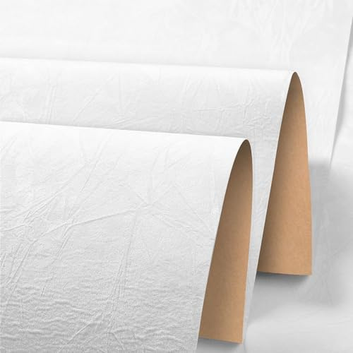 Stickyart Papier Peint Chambre Blanc Mural Texturé 60cmX400cm Papier Peint Murale Interieur Imperméable Rouleau Film Adhesif Decoratif Vinyle Rouleau Adhesif Revtement Plan de Travail Adhésif