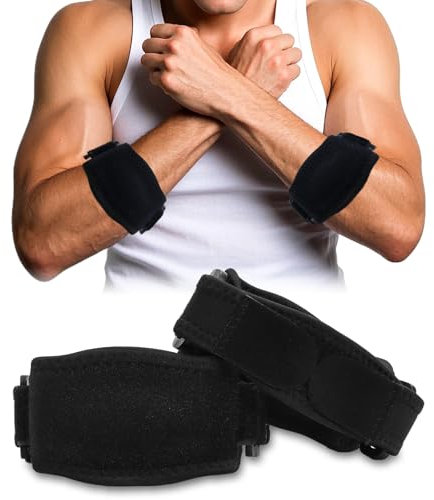 UZSUZZ 2 Pièces Coudiere Tendinite Coudières Épicondylite Ruban pour Tendinite Soulagement de la Douleur, Coudières Réglables et Antidérapantes, Coudières pour Femme et Homme pour Tennis Golf Padel