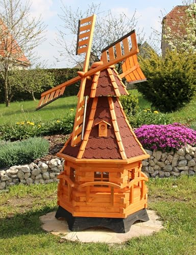 XXL Windmühle 1,40 m aus Holz mit Solar Typ 12.1 (rot)