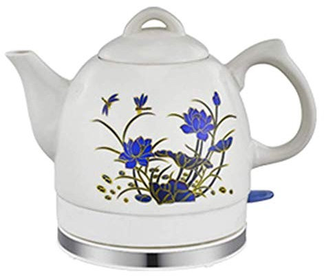 HIFRQVVC Bouilloire électrique en céramique Pot à Eau vinta Théière à Eau sans Fil, théière-Carafe rétro 1L, 1000W Rapide