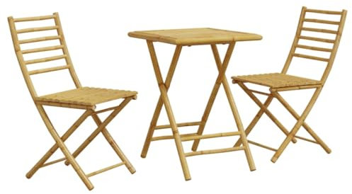 Eleganz Bambus Bistro-Set 3-TLG. - Perfekt für kleine Gärten und Balkone - Langlebig & umweltfreundlich - Ideal für gemütliche Abende im Freien