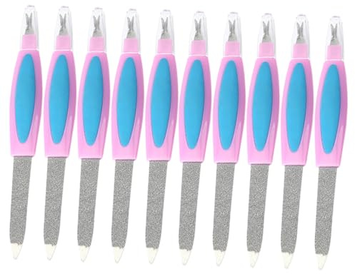 SAFIGLE Doppelseitige Metallnagelfeilen Kunststoffgriff mit Schleifstreifen 10 Stück und Polierfunktion für Maniküre und Pediküre für Dünne Nägel im Beauty Bereich