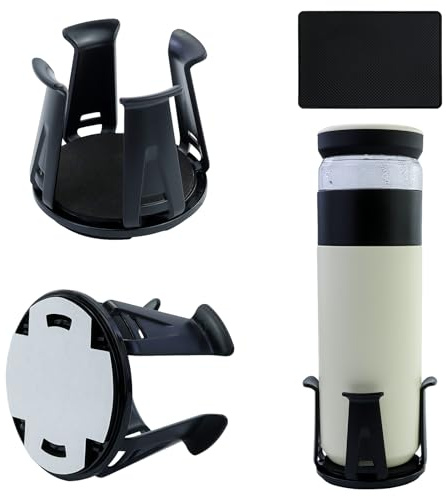 2 Pezzi Portabicchieri Auto Autoadesivo con base antiscivolo, Universale Portabicchieri Auto, Portabevande Auto Multifunzionale in Resistente Supporto Organizer,per interni auto