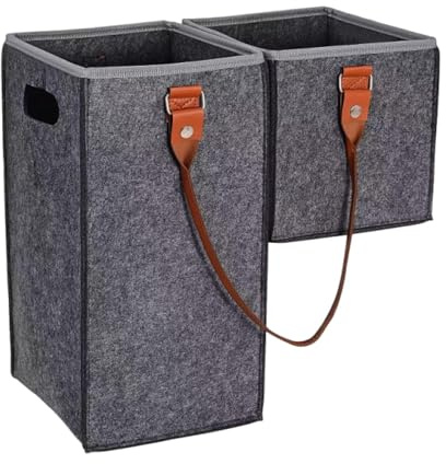 Cesta de Almacenamiento en Fieltro para escaleras, Dimensiones de 44,5 x 24 x 43 cm y diseño portátil, Gris, Individual