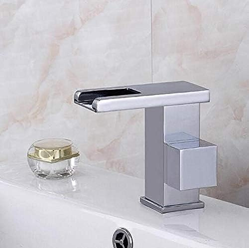 Kitchen Sink Taps Basin Chrome Led Waterfall Square Bathroom Basin Sink Mixer with Two Pcs 50Cm Plumbing Hoses-Tall Chrome No Led,Sh