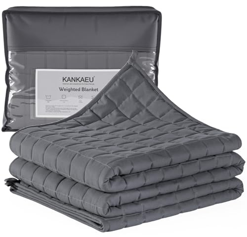 KANKAEU Manta con Peso 150x200cm 7kg - Manta Pesada contra Estrés e Insomnio - Weighted Blanket con Presión Relajante - Transpirable y Lavable (60-80kg)
