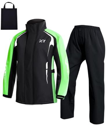 RINJOY Stylish Rain Suit Men Women's Lightweight Waterproof Packable Rain Jacket Rain Gear with Hood Windbreaker