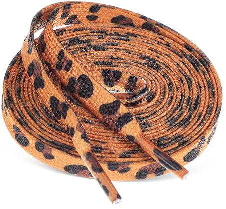 FRCOLOR Cordones Planos de Leopardo para Adultos Diseño Estampado Animal Resistentes y Fáciles de Atar Cordones Decorativos para Zapatillas y Botas