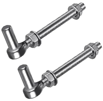 Pair of J Bolts Gate Hinges Steel Metal Farm Smooth Swing Quick Installation for Rusts Frees Use Large Door Hinges