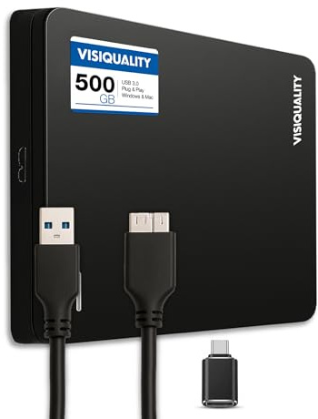 Disco Duro Externo Rápido 500GB HDD USB 3.0/C Compatible Plug&Play Negro