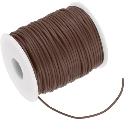 QUARKZMAN 54.7 Yardas Cordón De Goma cilíndrico Hueco 2mm Cordón para Tejer | Peluquería Joyería Cordones De Silicona Huecos Para Collares Pulseras Tejer Manualidades DIY Abalorios Marrón