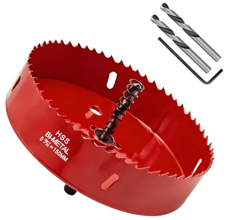 150 mm HSS Bi-Metal Hole Saw，Hole Saw Cutter for Drilling Soft Metal, Wood, PVC Board and Plastic for Cutting Circular Holes