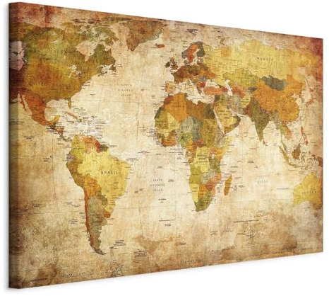 murando - Pinnwand Kontinent Landkarte Karte, 120x80 cm, Geschenkidee, Büro | Kombiniert Pinnwand und Wandbild, praktisch und dekorativ, ideal fürs Büro oder Wohnzimmer, inspirierend, langlebig, stilvoll