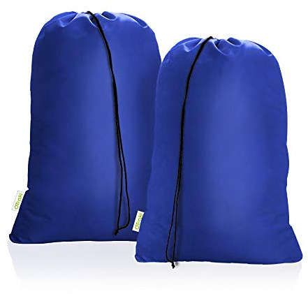 OTraki 28x45 inch Extra Large Laundry Bag 2 Pack Drawstring Laundry Hamper Bag Heavy Duty Dirty Clothes Bag Washable Organizer Storage for Camp Drying Do Not Exceed 176℉ Blue