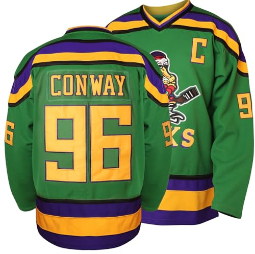 Charlie Conway #96 Mighty Ducks Adam Banks #99 Film Ishockeytröja Grön Vit, 96 Grön, S