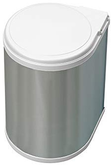 Emuca - Waste bin for cabinet door, recycling bin, 13 L bin with automatic opening lid and fastening to door, plastic, stainless steel coating