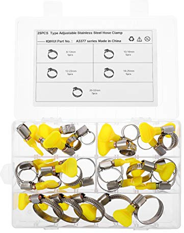 VILLCASE 25 Pièces Collier De Serrage Pour Tuyau Acier Inoxydable Pince De Serrage Collier De Hydraulique Avec Poignée Plastique