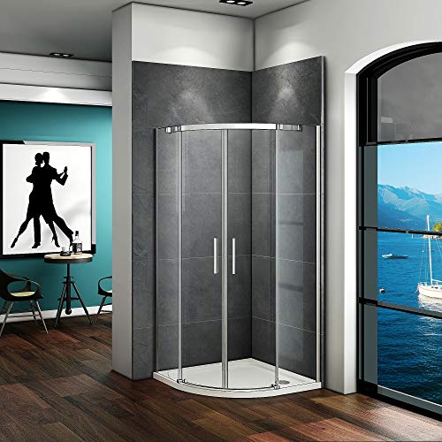 Aica Sanitär 90x90cm Duschkabine Viertelkreis 6mm Glas Runddusche Dusche Duschabtrennung H195cm D