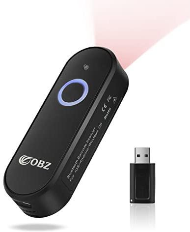 OBZ Mini 2D Bluetooth Barcode Scanner, 2.4G Wireless Barcode Scanner, 3-in-1 Portable Handheld 1D 2D QR Code Scanner Work with iOS Android Windows iPhone iPad Tablet PC POS for Store Inventory Library