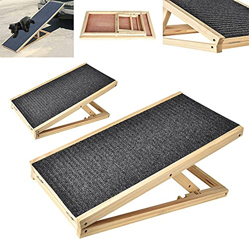 Einstellbare Höhen Haustiere Rampen Faltbare tragbare Rampe rutschfeste hölzerne Haustierrampe Unterstützt bis zu 80 lb. für Auto,Bett, Sofa und SUV Supports up to 80b for Auto, Bette, Sofa,70CM