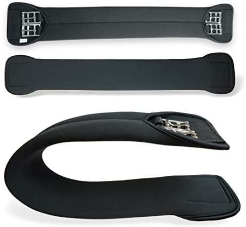 Sattelgurt aus Neopren Kurzgurt Pferd, geeignet als Dressur Sattelgurt Bauchgurt Pferd, Neoprengurt in schwarz (50cm, Schwarz)