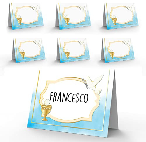 Segnaposto Comunione Bambino Elegante - 40 Segnaposti Prima Comunione Maschio - Segnatavolo Decorazioni Cerimonia